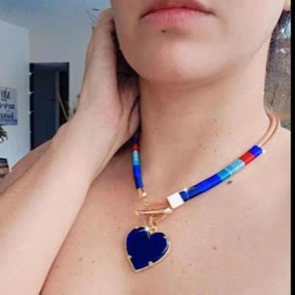 Handmade colorful necklace gold plated heavy new leather cord - Picture 4 of 4